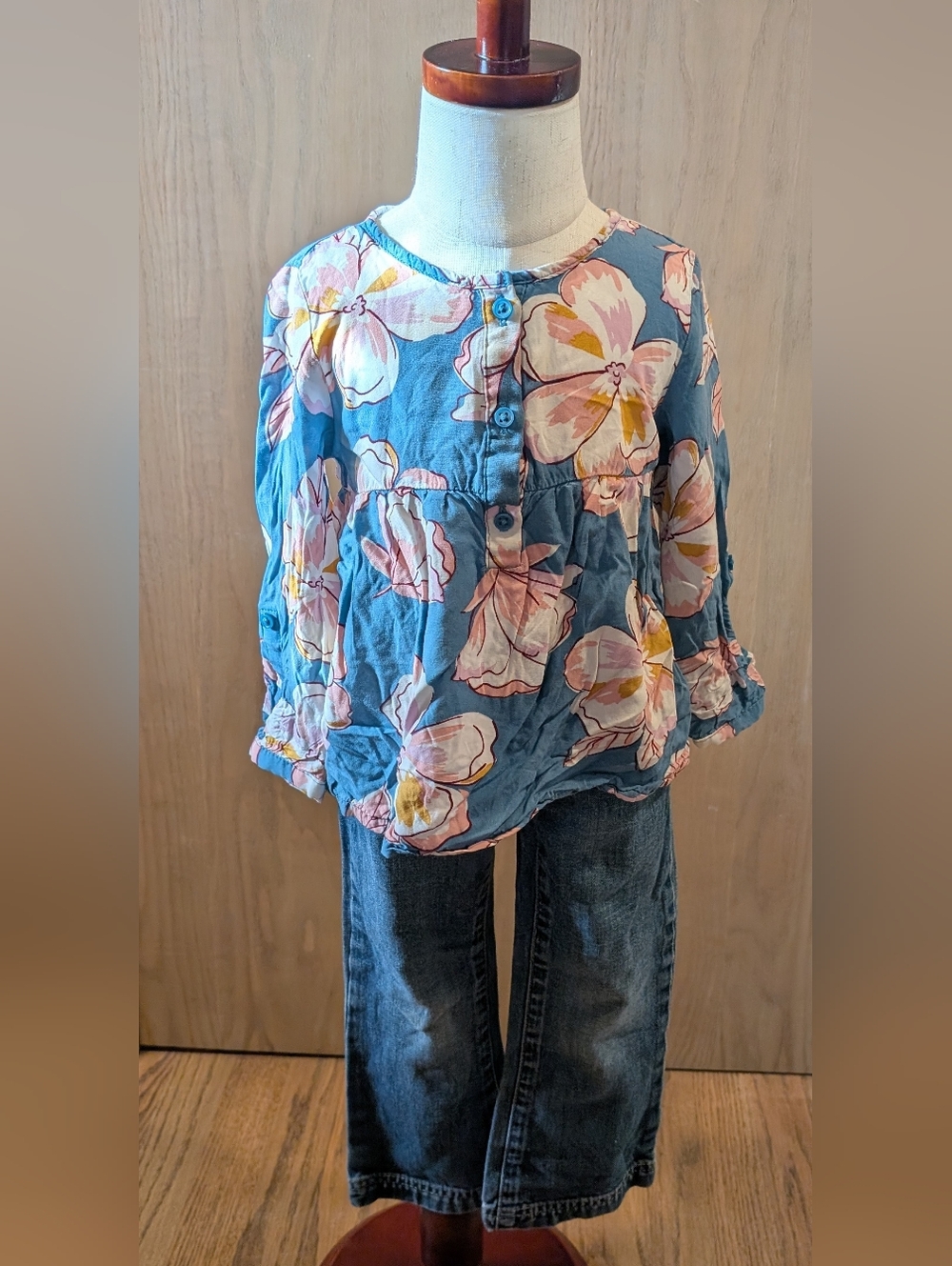 Carter's 3T Floral Blue Kids Shirt And Jeans